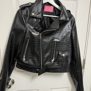 AKIRA Black Textured Leather Jacket